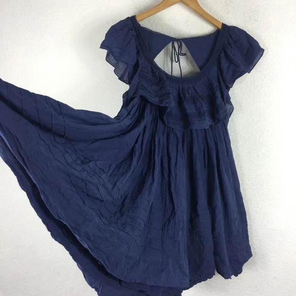 Free People Hailey Blue Oversized Ruffle Gauzy Mini Dress Small - Picture 13 of 16